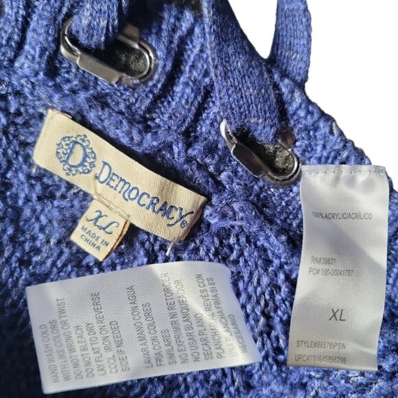 Democracy Blue Lace-up Bell Sleeve Asymmetrical/High-Low Sweater - XL - Picture 8 of 12